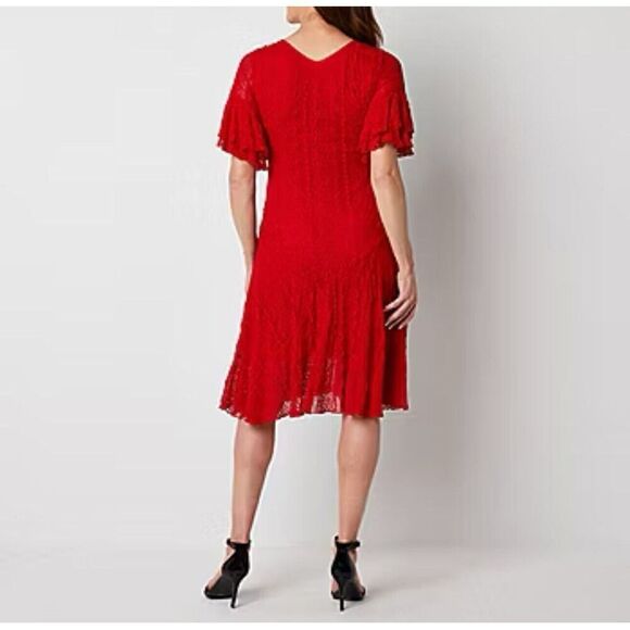 Rabbit Rabbit Rabbit Design Short Sleeve Lace Fit + Flare Dress Size 12 - Picture 2 of 4